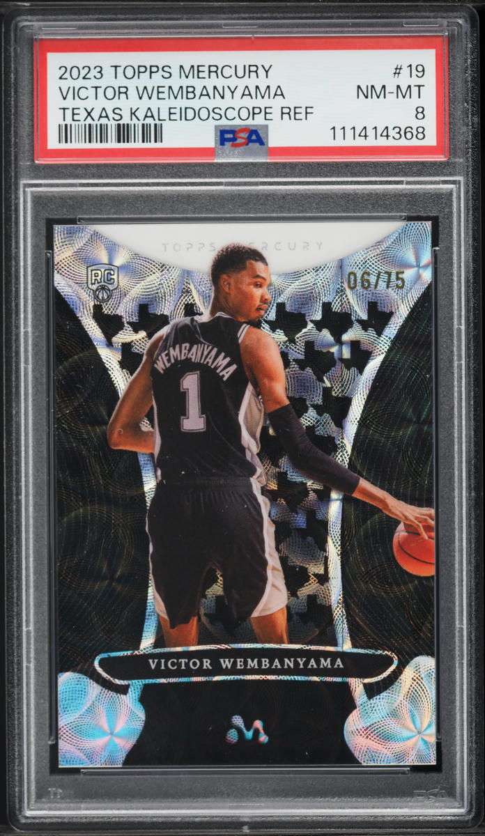 2023 Topps Mercury Texas Kaleidoscope Refractor Victor Wembanyama ROOKIE /75 #19 PSA 8 NM-MT