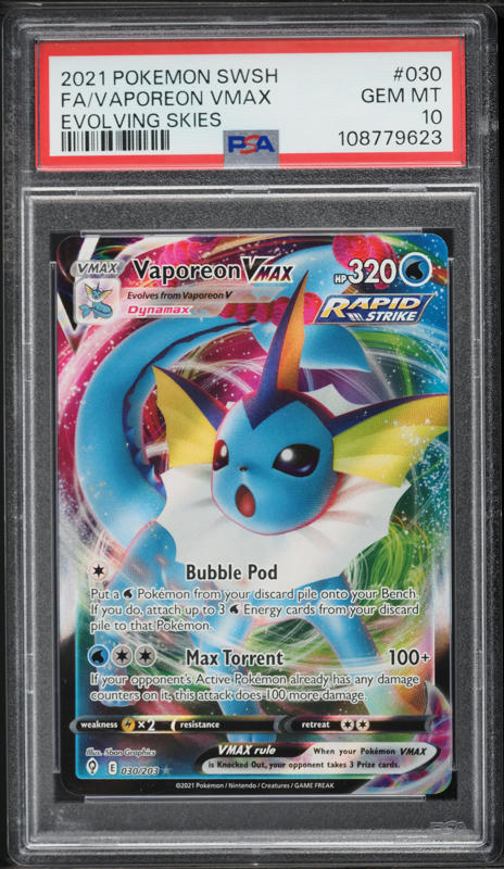 2021 Pokemon Sword & Shield Evolving Skies Vaporeon VMAX #30 PSA 10 GEM MINT