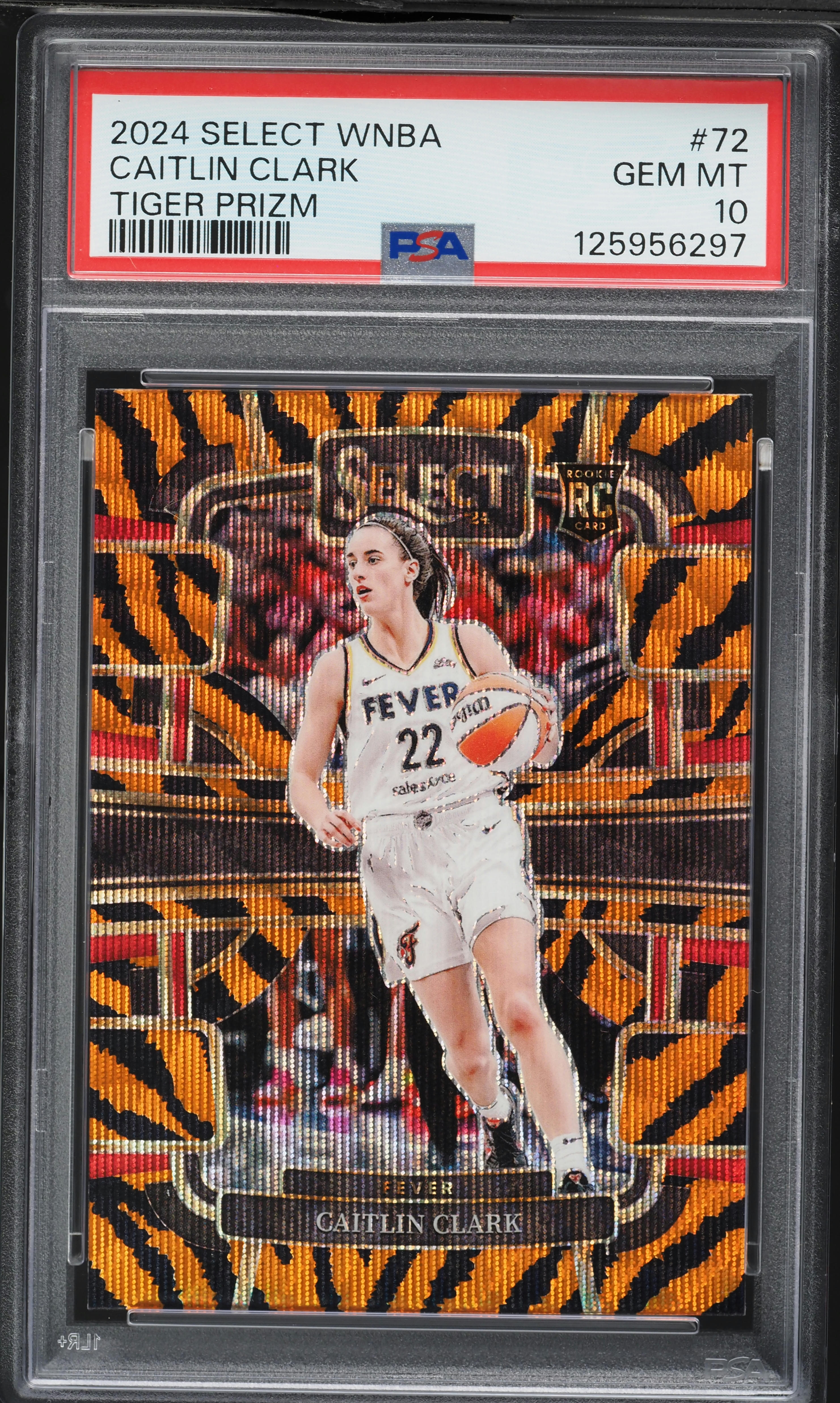 2024 Select WNBA Tiger Prizm Caitlin Clark ROOKIE #72 PSA 10 GEM