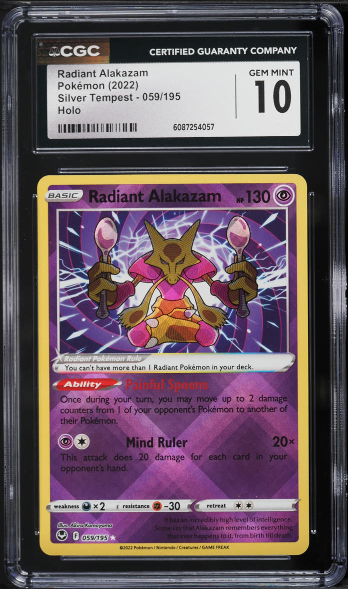 2022 Pokemon Sword & Shield Silver Tempest Holo Radiant Alakazam #59 CGC 10 GEM MINT