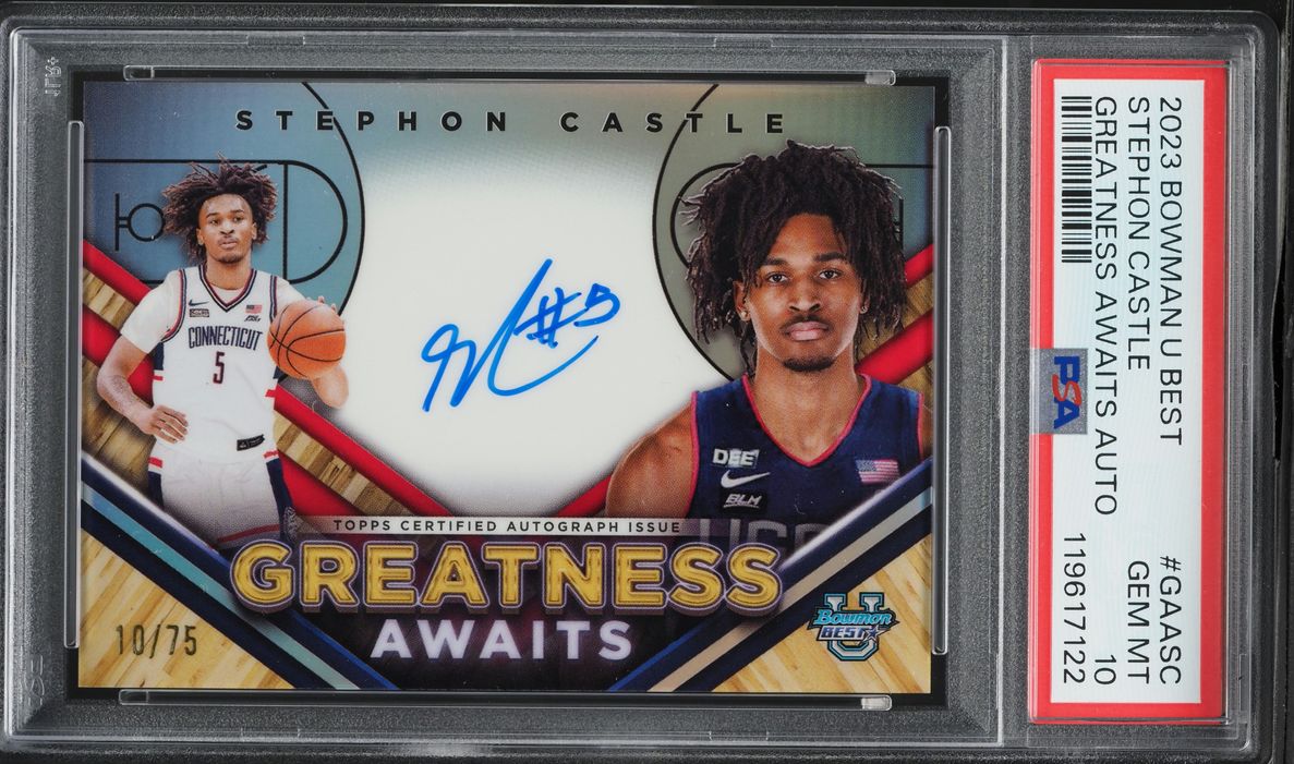 2023 Bowman University Best Greatness Awaits Stephon Castle AUTO /75 #GAASC PSA 10 GEM MINT