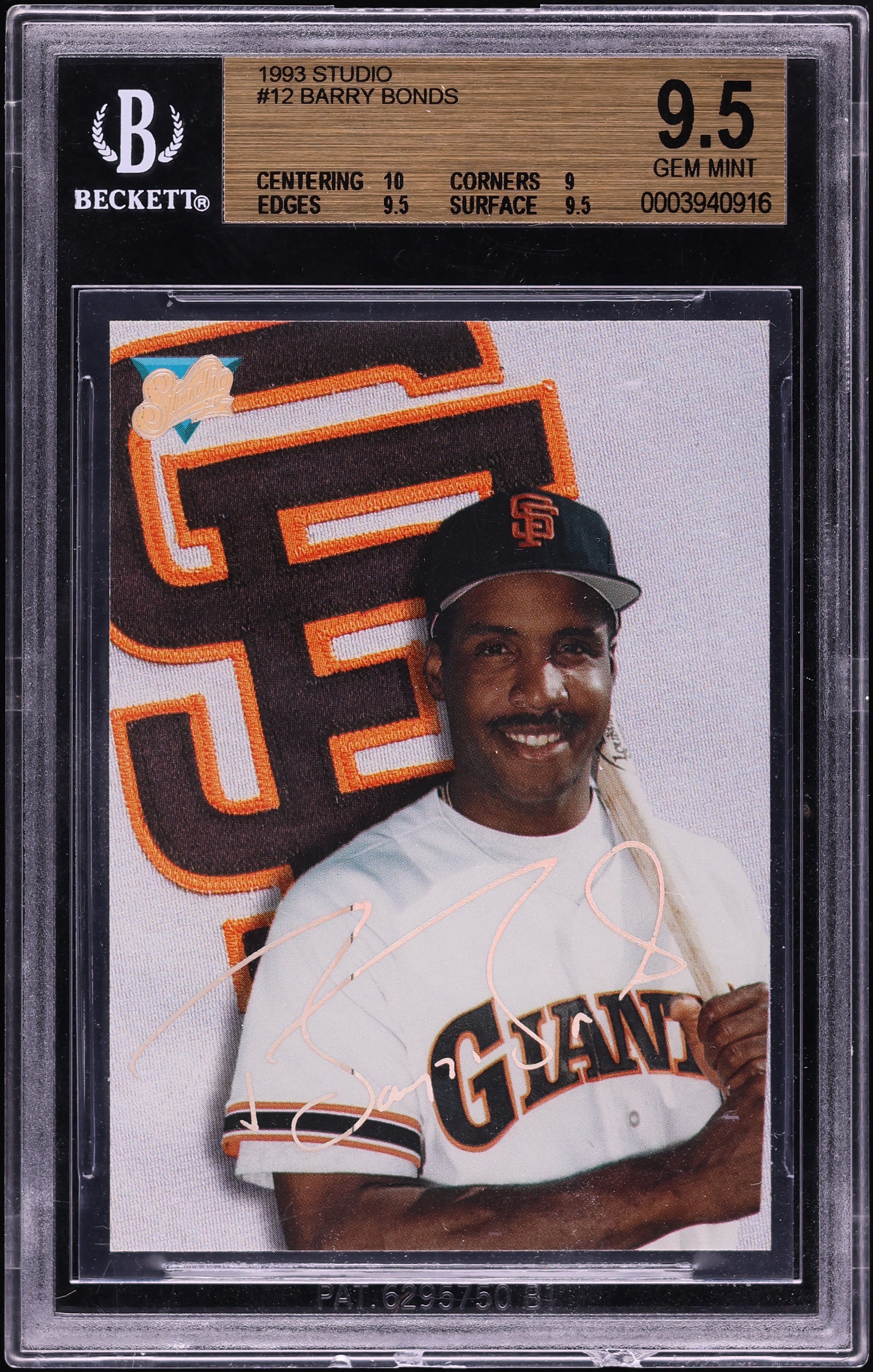1993 Studio Barry Bonds #12 BGS 9.5 GEM MINT on Fanatics Collect