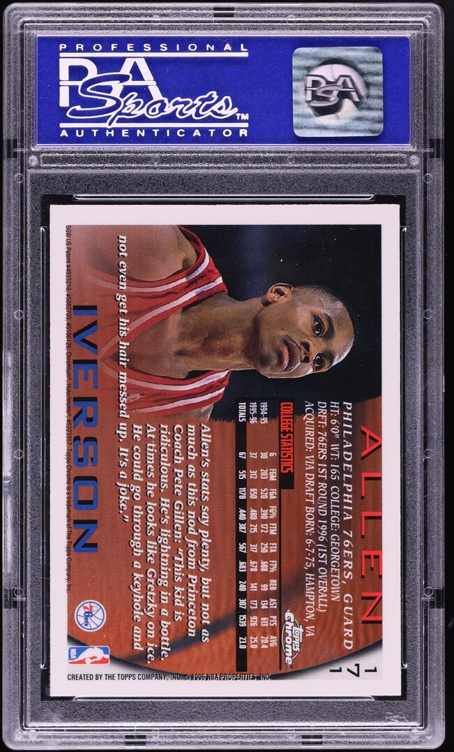 1996 Topps Chrome Allen Iverson ROOKIE #171 PSA 10 GEM MINT