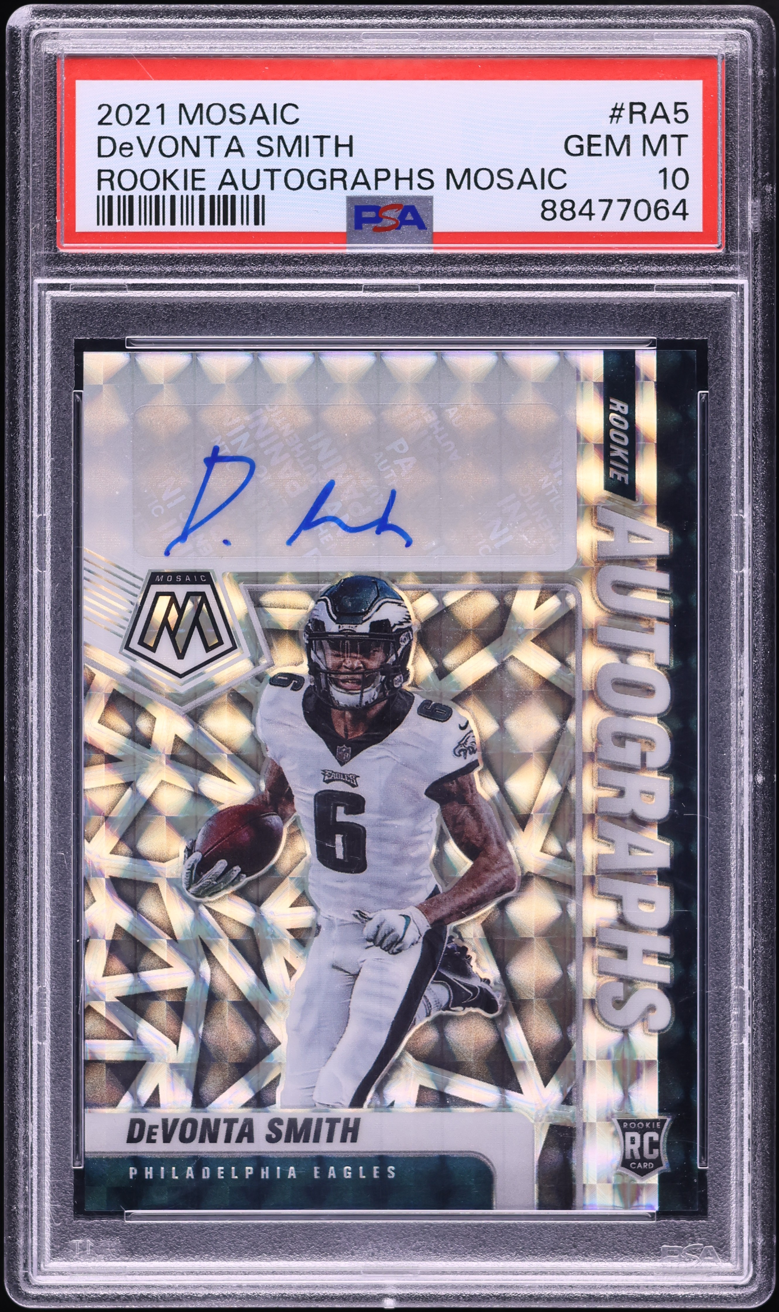 2021 Panini Mosaic DeVonta Smith ROOKIE AUTO #RA-5 PSA 10 GEM MINT