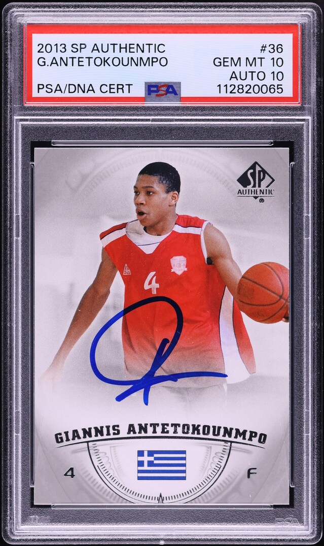 2013 SP Authentic Giannis Antetokounmpo ROOKIE AUTO DNA 10 #36 PSA