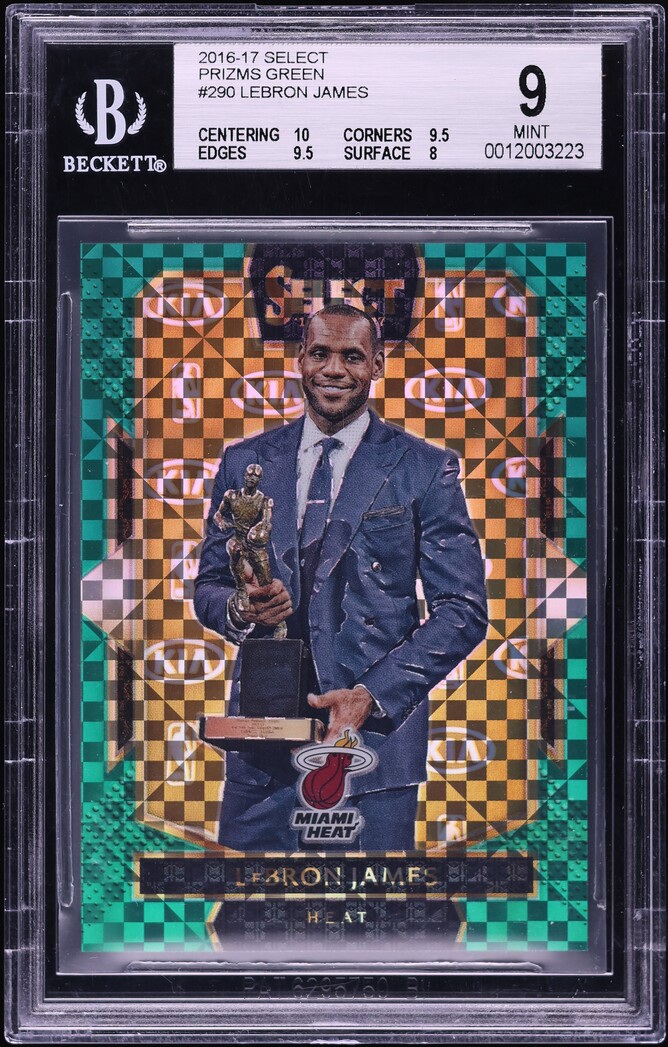 2016 Select Prizm Green LeBron James 1/5 #290 BGS 9 MINT on