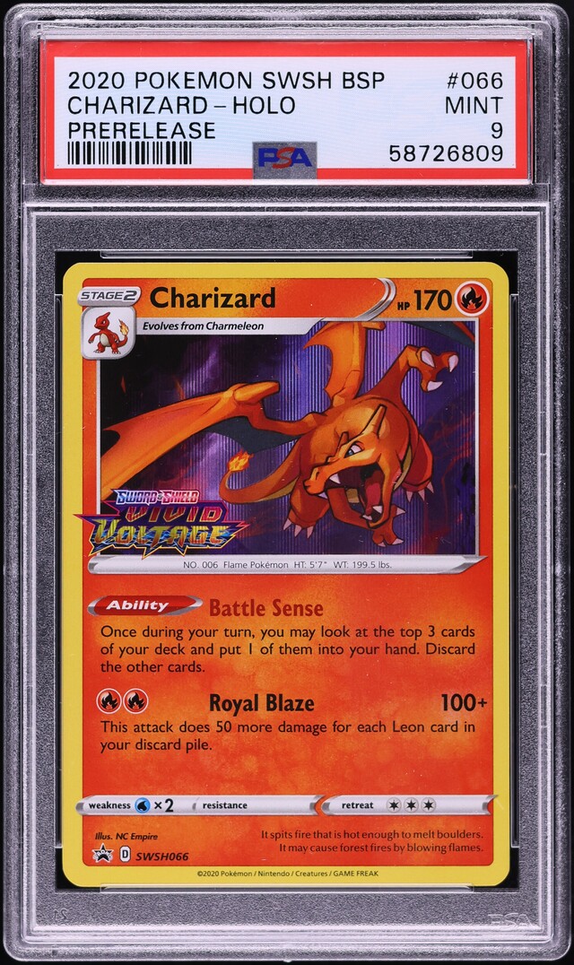 2020 Pokemon Sword & Shield Promo Vivid Voltage Prerelease Holo Charizard #66 PSA 9 MINT