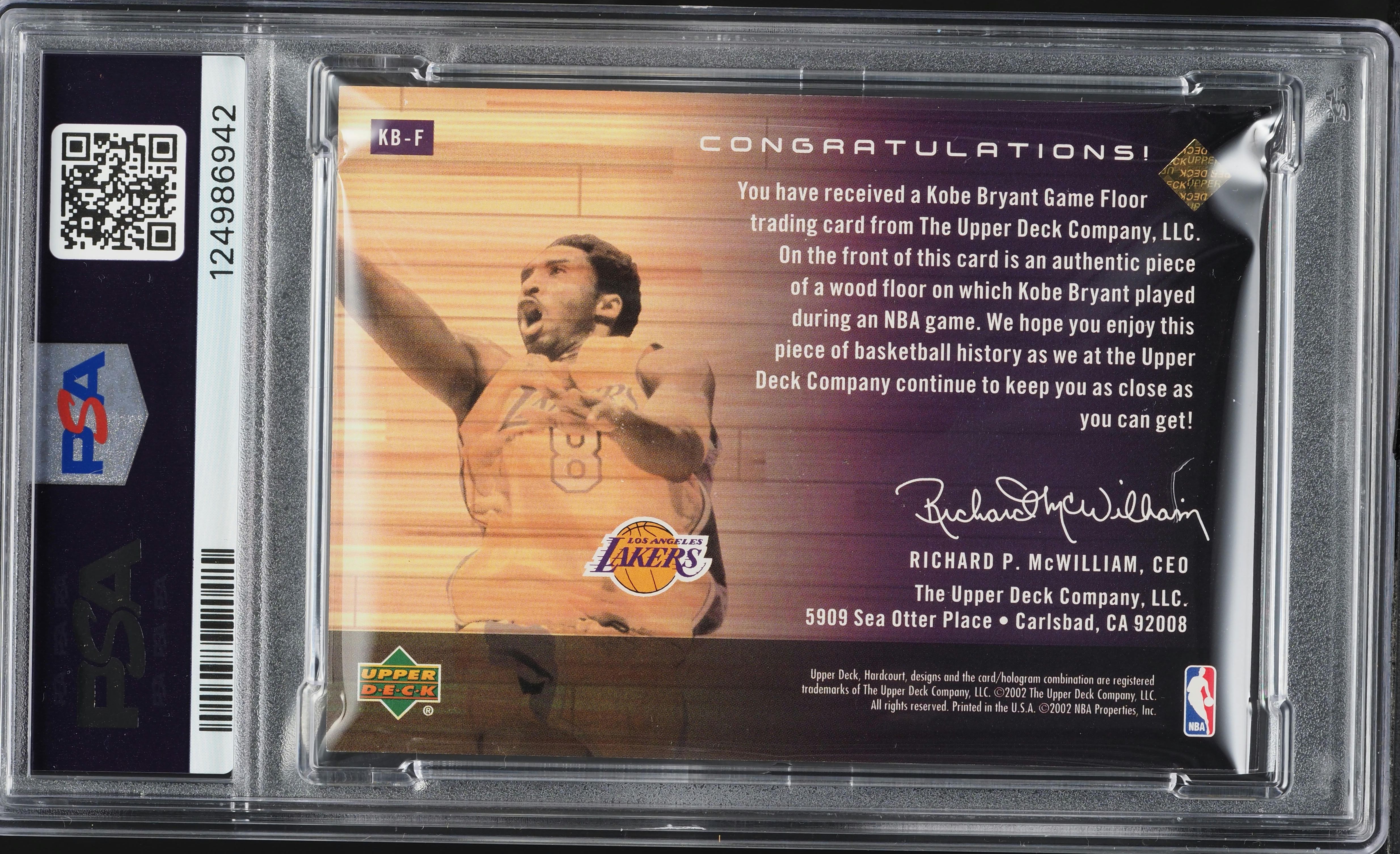 2002 Upper Deck Hardcourt Game Floor Kobe Bryant RELIC #KB-F PSA 8 