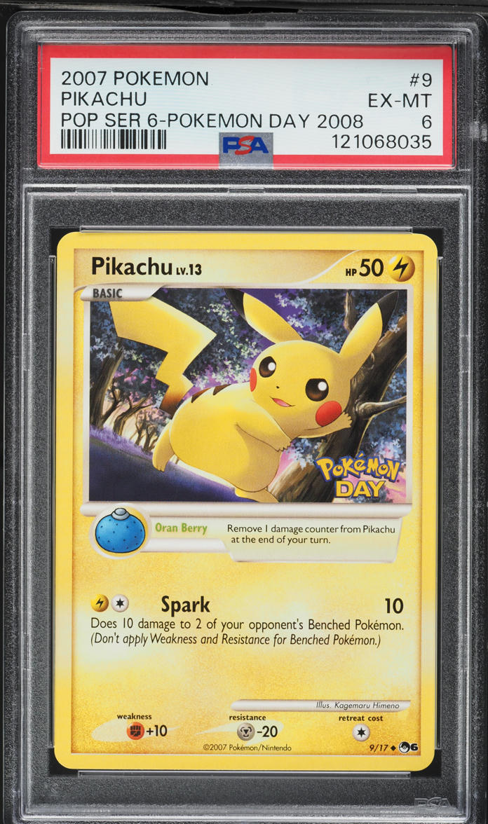 2007 Pokemon POP Series 6 Pokemon Day '08 Pikachu #9 PSA 6 EXMT