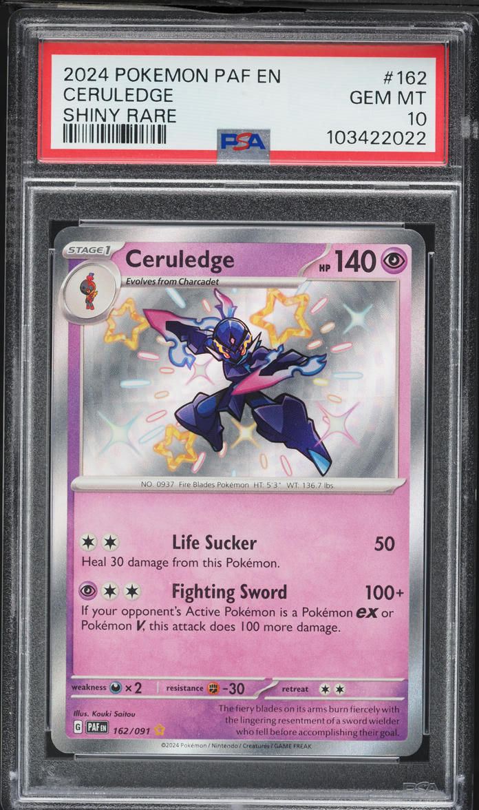 2024 Pokemon Scarlet & Violet Paldean Fates Shiny Rare Ceruledge #162 PSA 10 GEM MINT