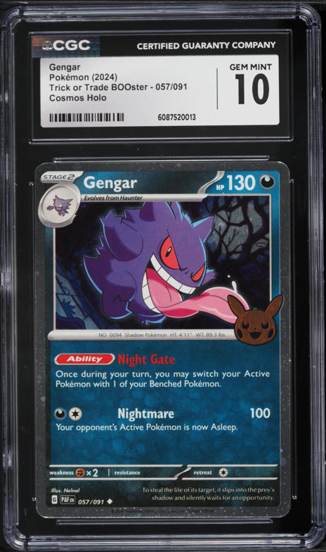 2024 Pokemon Scarlet & Violet Paldean Fates Trick Or Trade Holo Gengar #57 CGC 10 GEM MINT