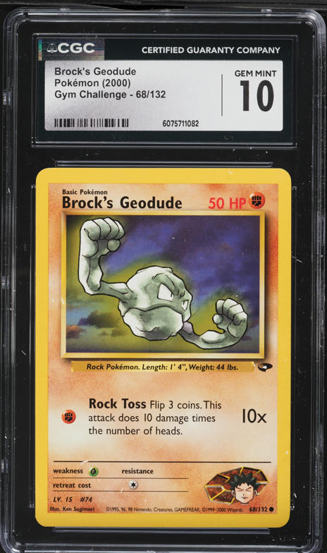 1995 geodude pokemon card Brock's 1st Edition Mint / near mint condition trading card 2000 Pokemon Gym Challenge 1st