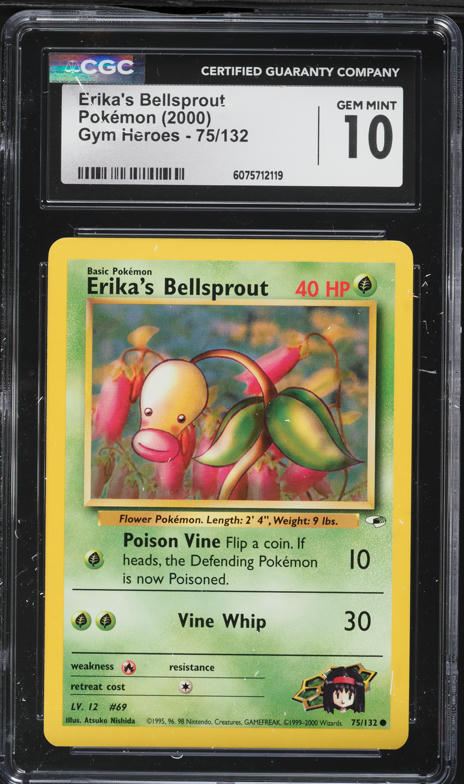 2000 Pokemon Gym Heroes Erika's Bellsprout #75 CGC 10 GEM MINT