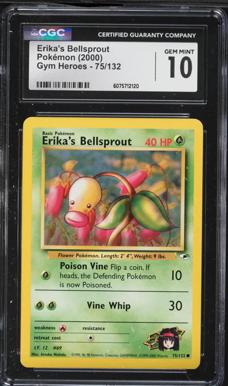 2000 Pokemon Gym Heroes Erika's Bellsprout #75 CGC 10 GEM MINT