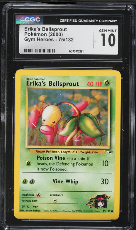 2000 Pokemon Gym Heroes Erika's Bellsprout #75 CGC 10 GEM MINT