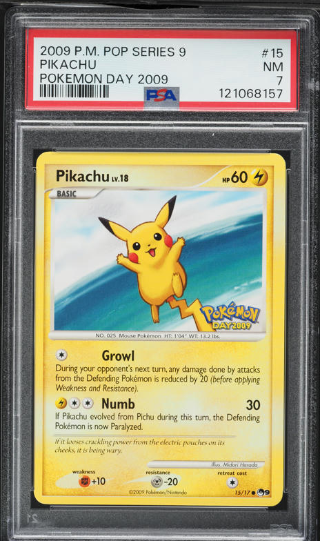 2009 Pokemon POP Series 9 Pokemon Day '09 Pikachu #15 PSA 7 NRMT
