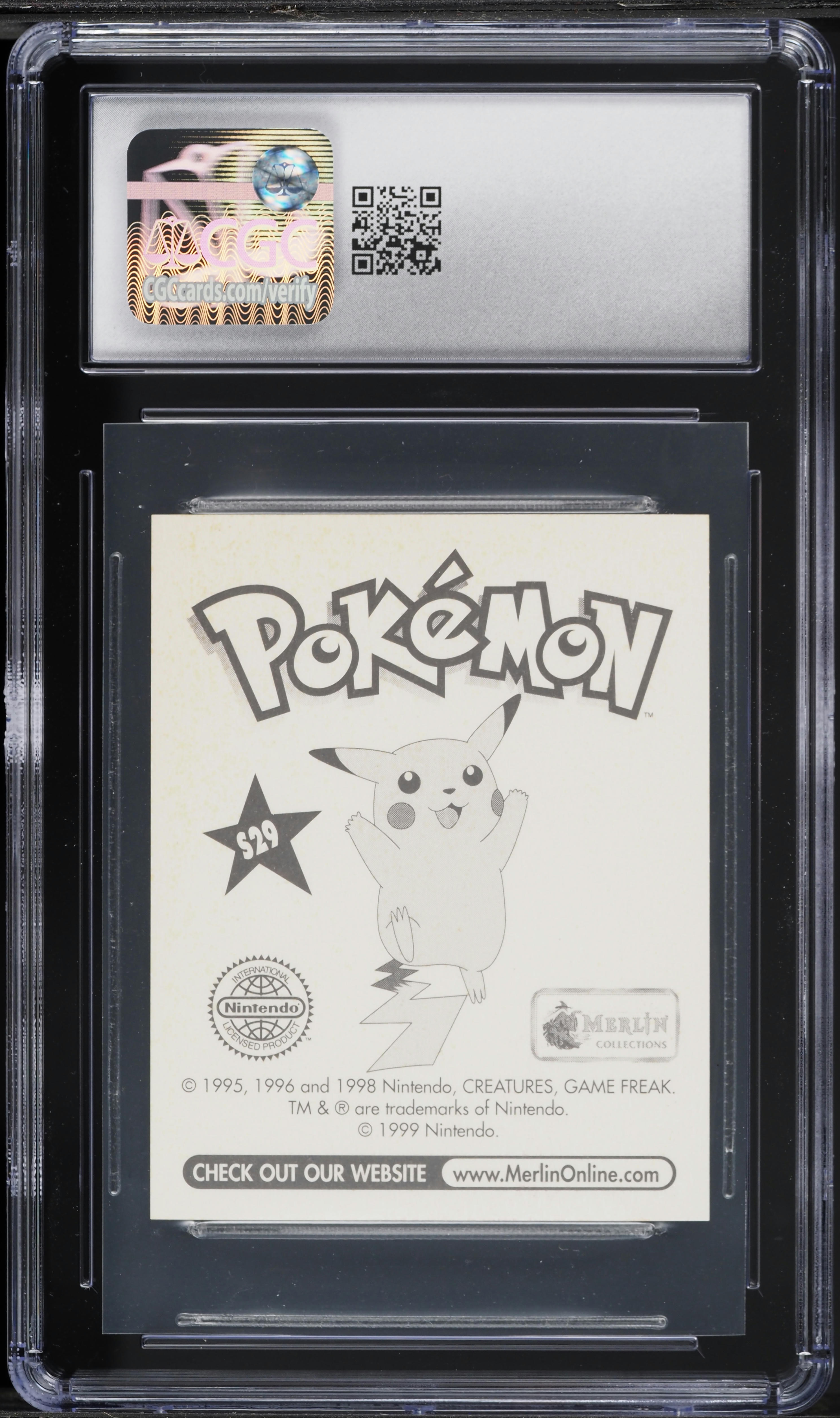 【CGC10】Merlin ピカチュウ ステッカー 1998 Pokemon Merlin Sticker Series 1 Special Glitter Ash & Pikachu