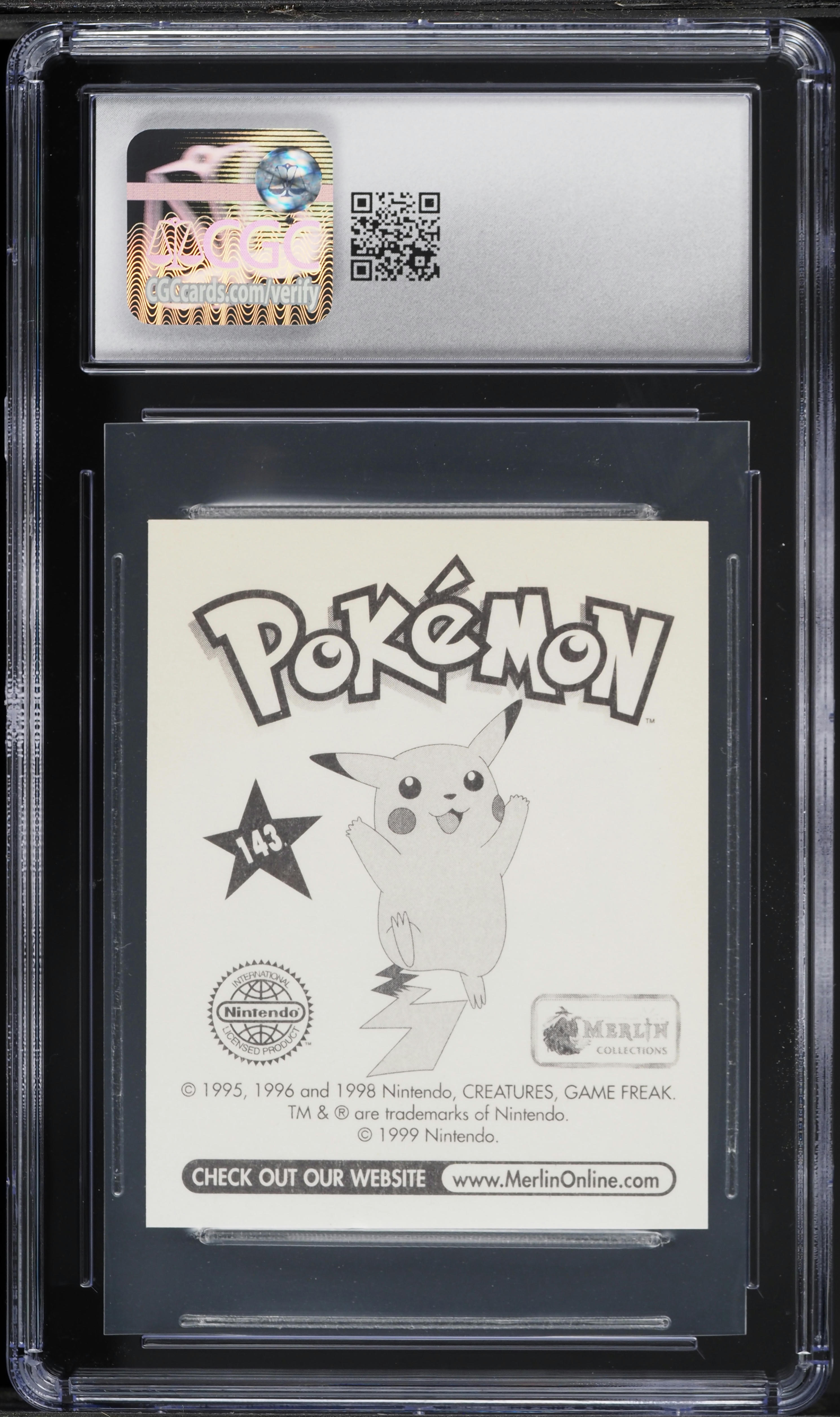 1998 Pokemon Merlin Stickers Series 1 Snorlax #143 CGC 6.5 EXMT+