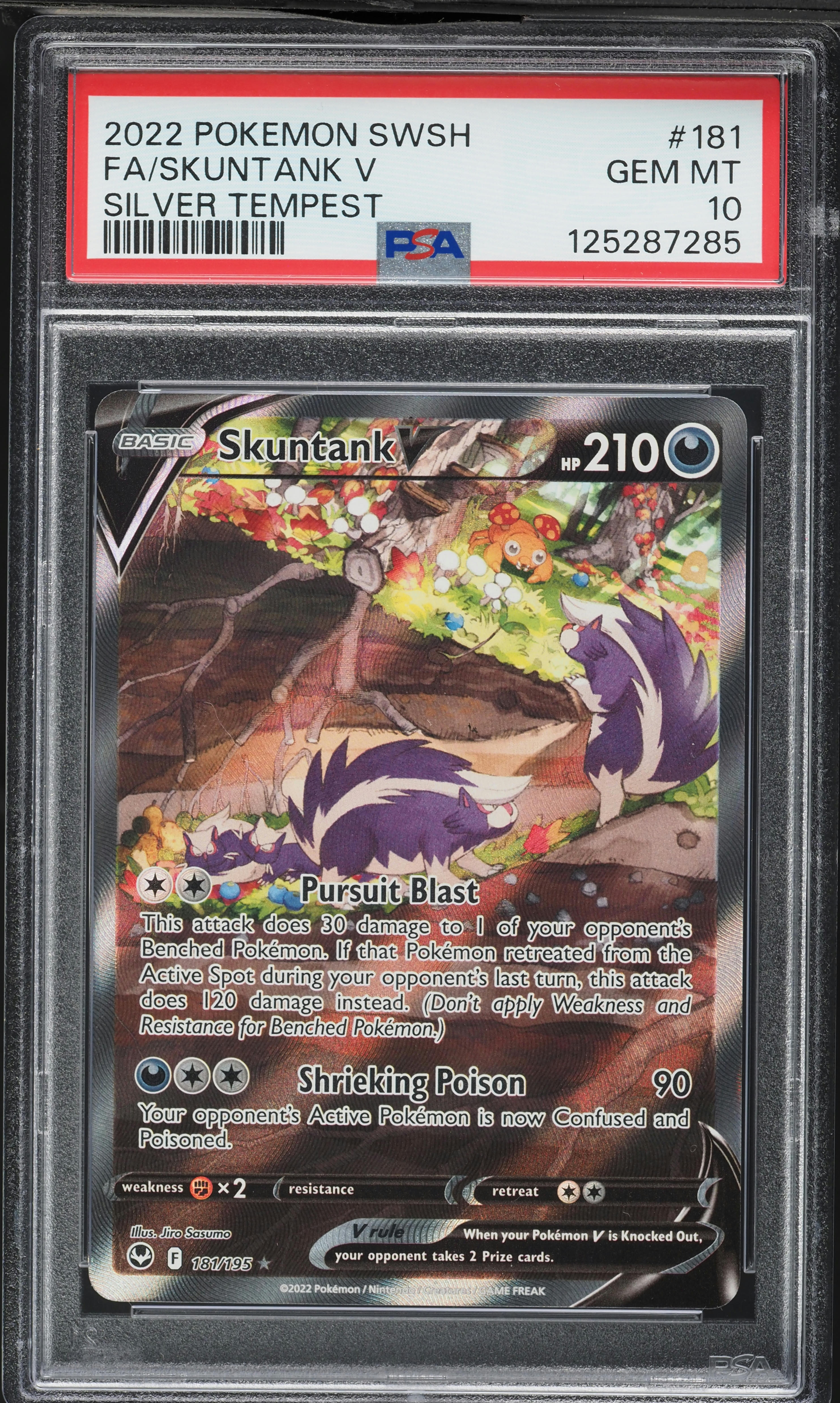 2022 Pokemon Sword & Shield Silver Tempest Alt Art Skuntank V #181 PSA 10 GEM MINT on Fanatics Collect 2022 Pokemon Sword & Shield Silver Tempest Alt Art Skuntank V #181 PSA 10 GEM MINT on Fanatics Collect
