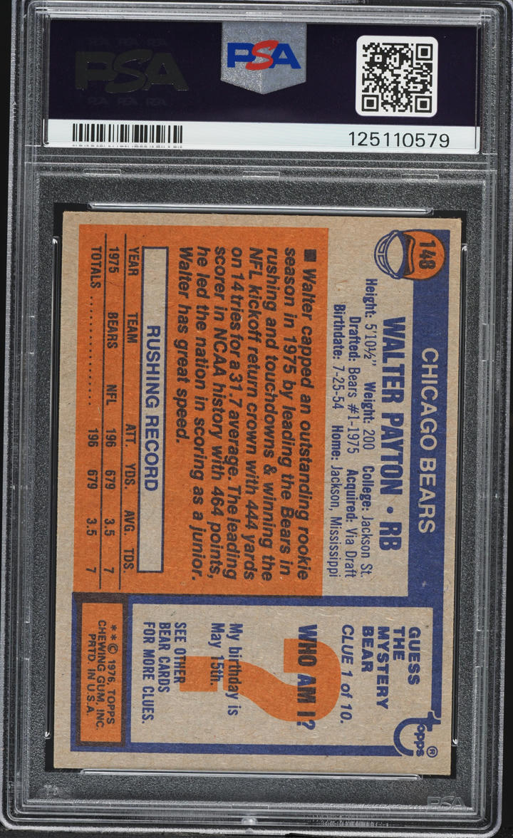 1976 Topps Football Walter Payton ROOKIE #148 PSA 4 VGEX