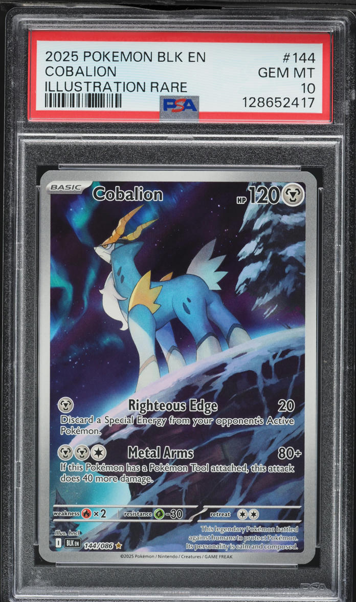 2025 Pokemon Blk En Black Bolt Illustration Rare Cobalion #144 PSA 10 GEM MINT
