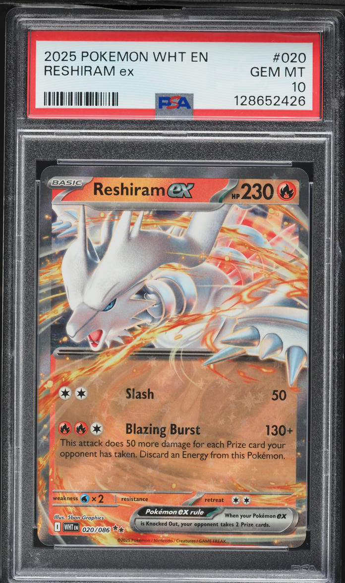 2025 Pokemon Scarlet & Violet White Flare Reshiram Ex #020 PSA 10