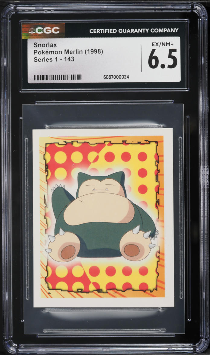 1998 Pokemon Merlin Stickers Series 1 Snorlax #143 CGC 6.5 EXMT+