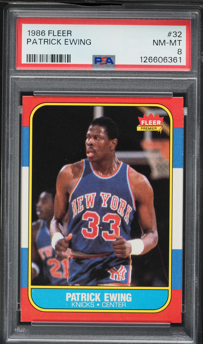 1986 Fleer Basketball Patrick Ewing ROOKIE #32 PSA 8 NM-MT