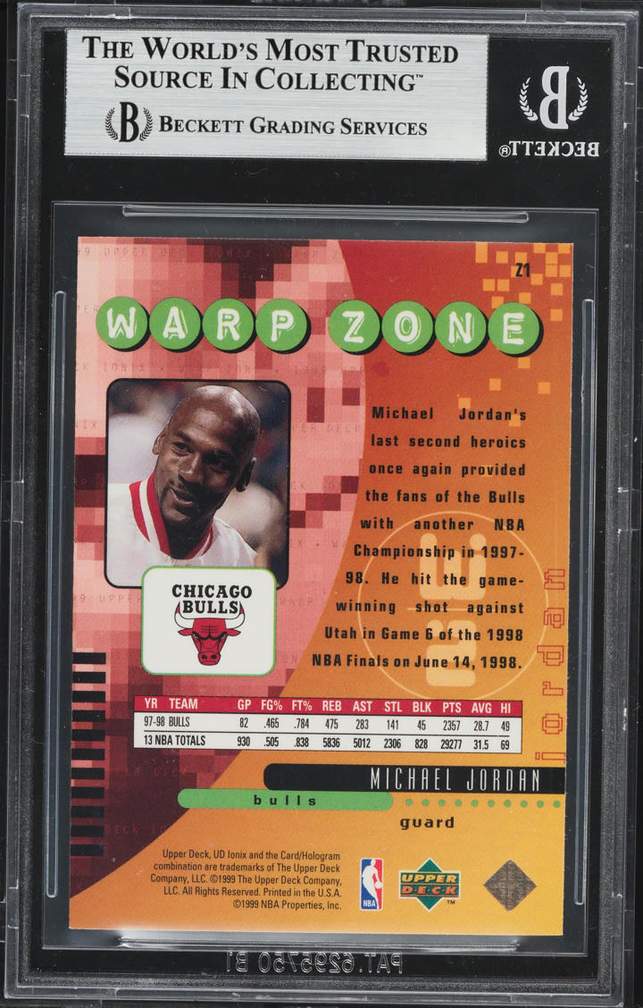 1998 Upper Deck Ionix Warp Zone Michael Jordan #Z1 BGS 9 MINT