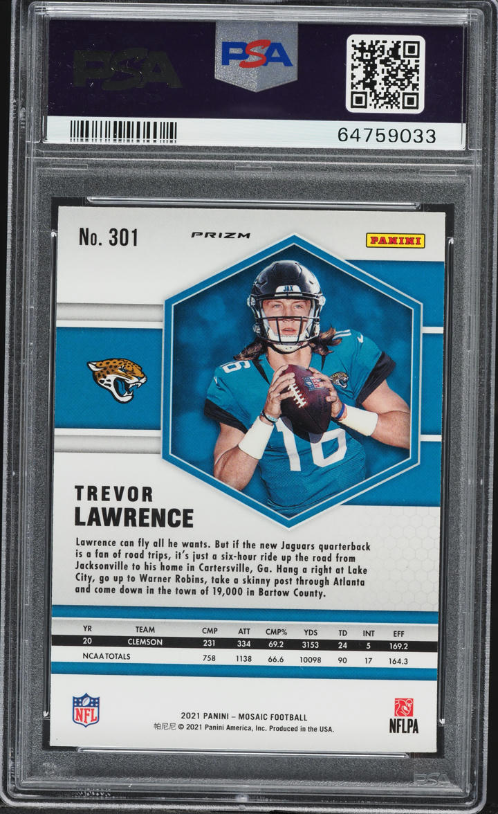 2021 Panini Mosaic Silver Trevor Lawrence ROOKIE #301 PSA 10 GEM MINT