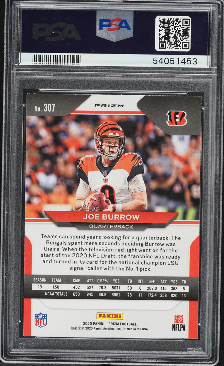 2020 Panini Prizm Lazer Joe Burrow ROOKIE #307 PSA 9 MINT