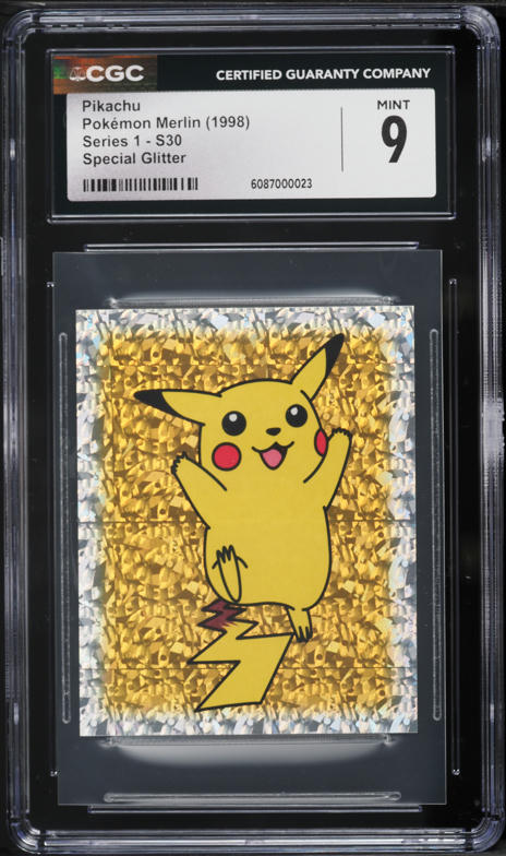 1998 Pokemon Merlin Stickers Series 1 Special Glitter Pikachu #S30