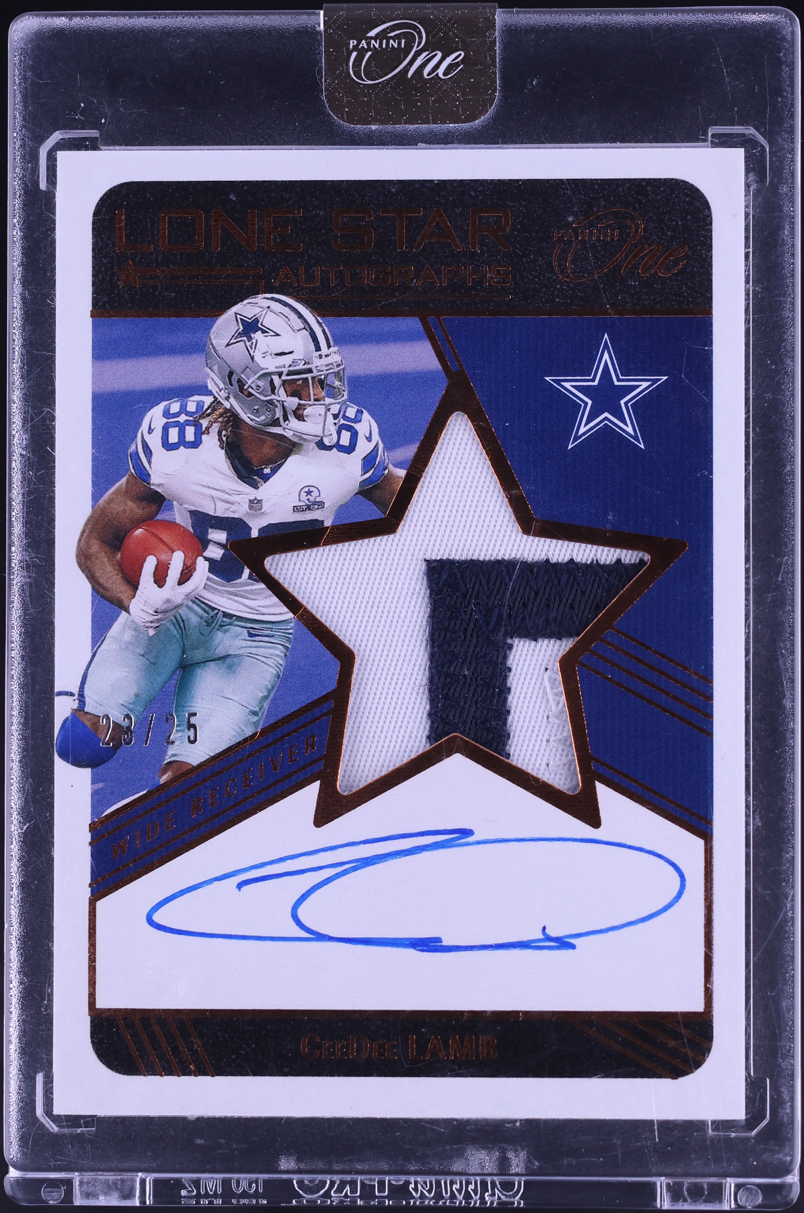 2021 Panini One Lone Star Bronze CeeDee Lamb PATCH AUTO /25 #98 on