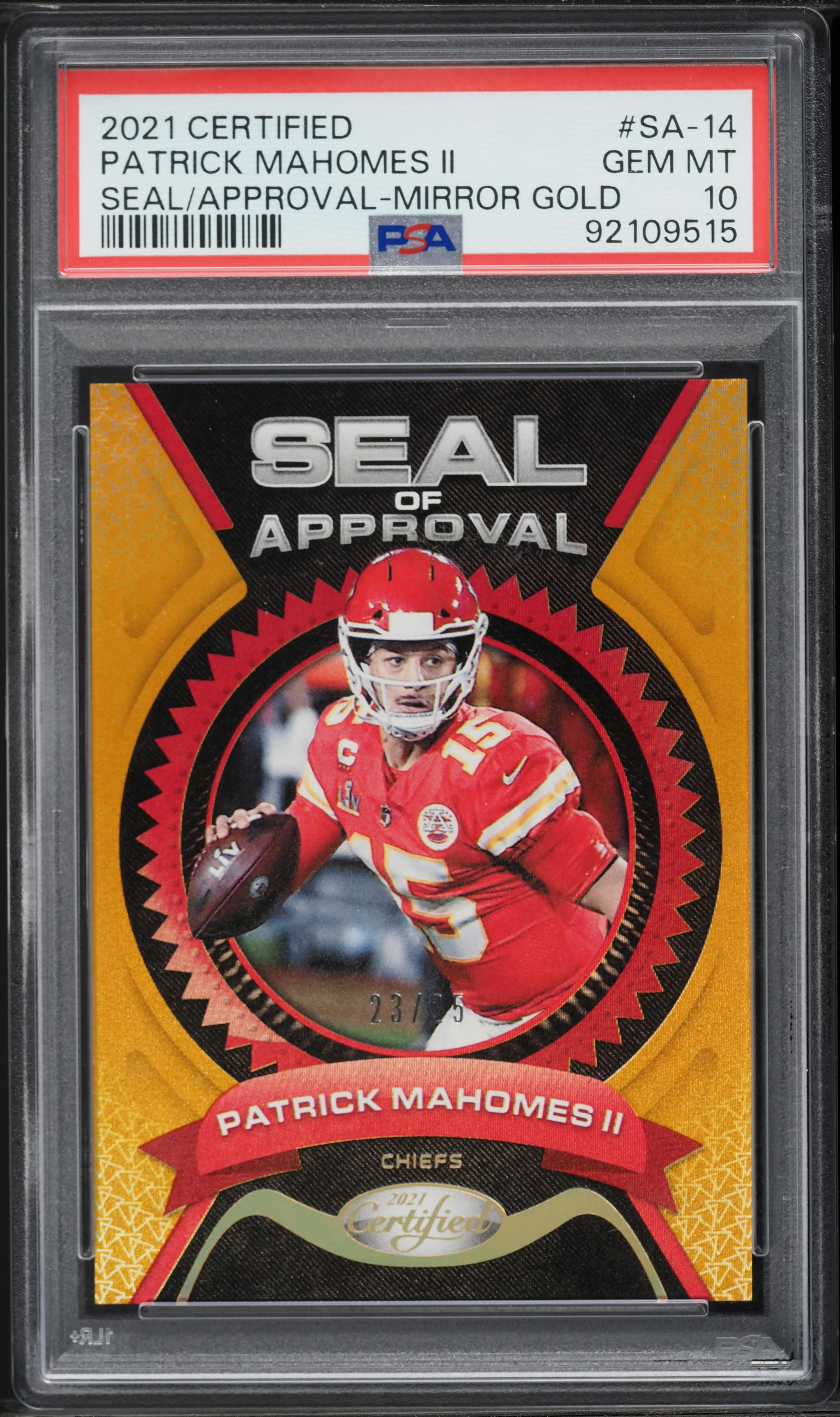 2021 Panini Certified Seal Of Approval Mirror Gold Patrick Mahomes