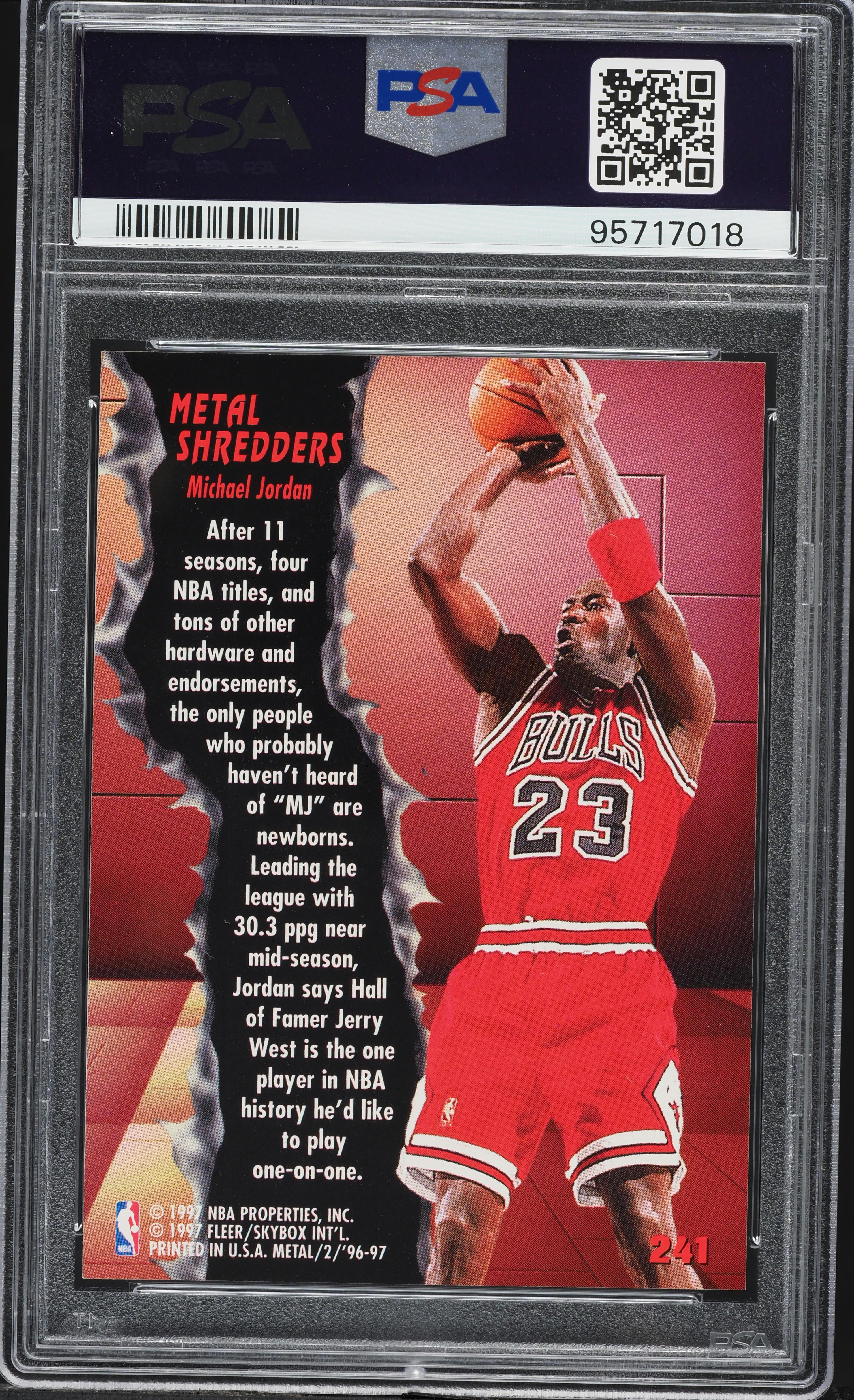 1996 Metal Shredders Michael Jordan #241 PSA 9 MINT on Fanatics