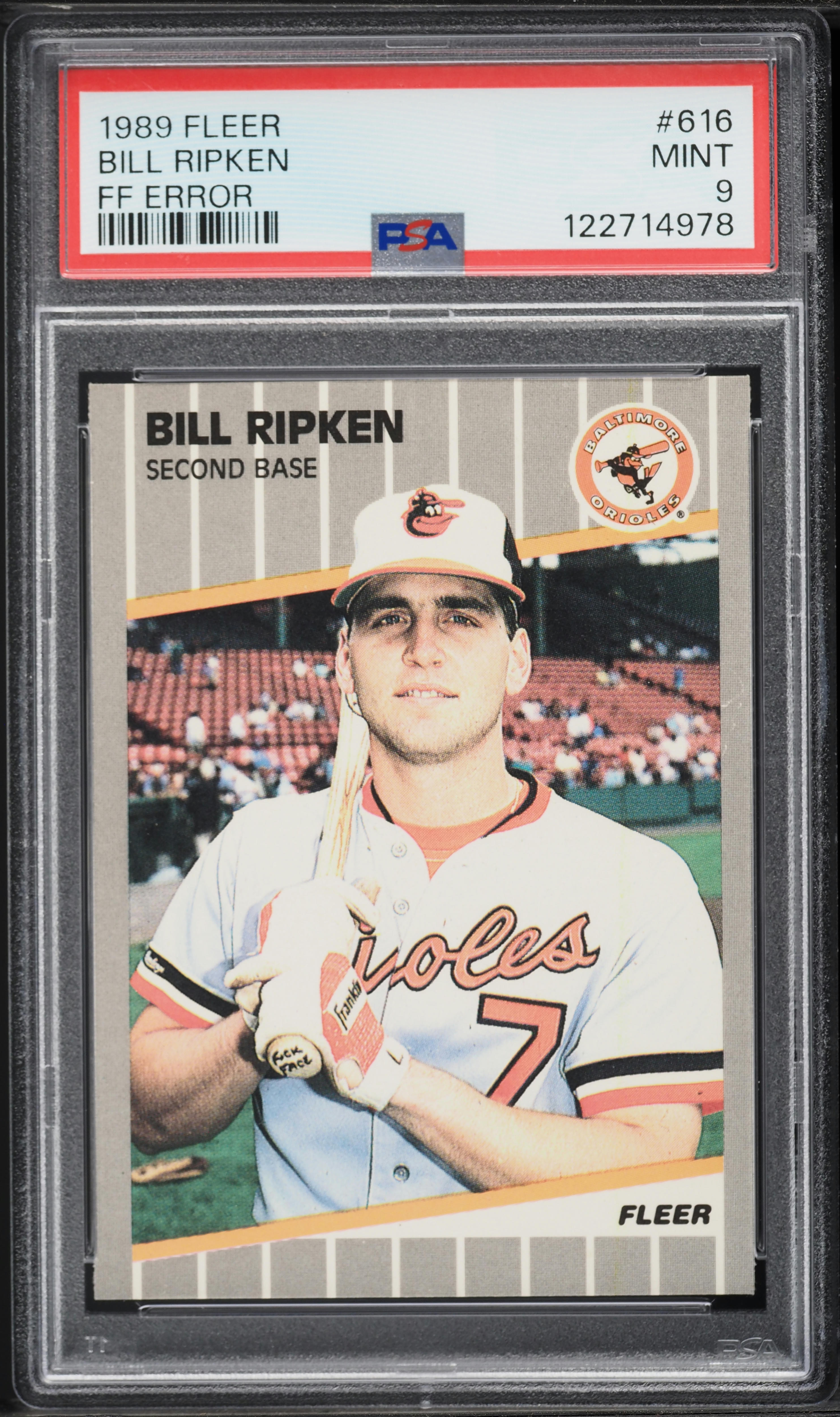 【レア】FreenBecky サインポスター 1989 Fleer Bill Ripken ROOKIE, FF ERROR #616 PSA 9 MINT on