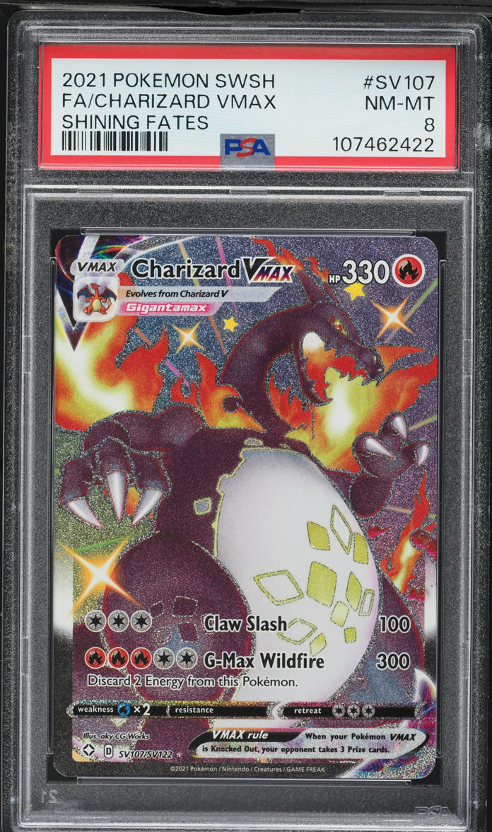 2021 Pokemon Sword & Shield Shining Fates Alt Art Charizard VMAX #SV107 PSA 8 NM-MT