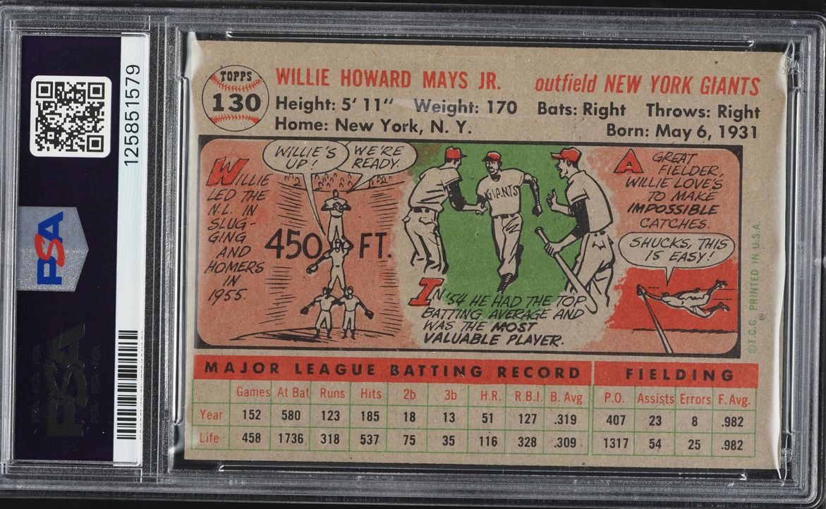 1956 Topps Willie Mays #130 PSA 5 EX