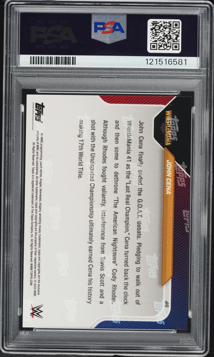 2025 Topps Now WWE John Cena #46 PSA 10 GEM MINT