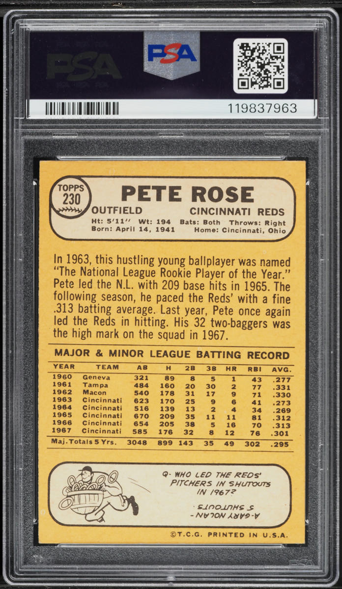 1968 Topps Pete Rose #230 PSA 5 EX