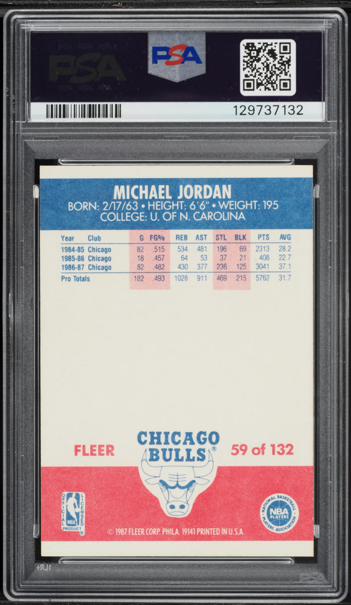 1987 Fleer Basketball Michael Jordan #59 PSA 7 NRMT