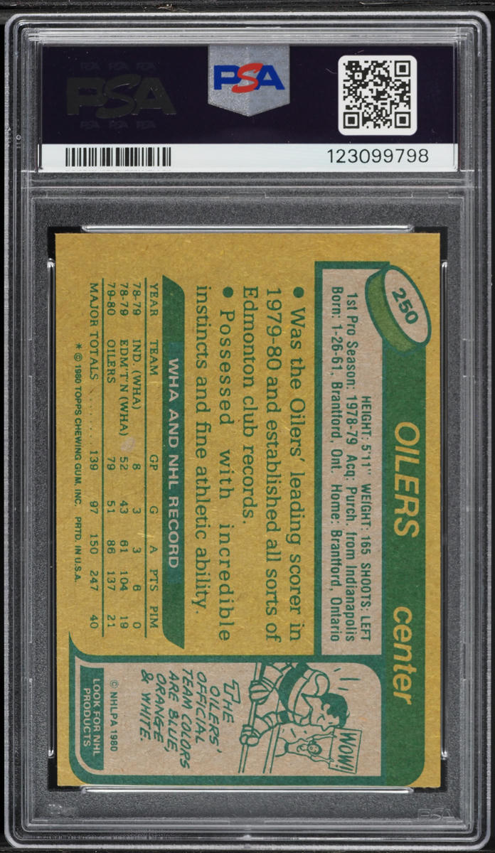 1980 Topps Hockey Wayne Gretzky #250 PSA 6 EXMT