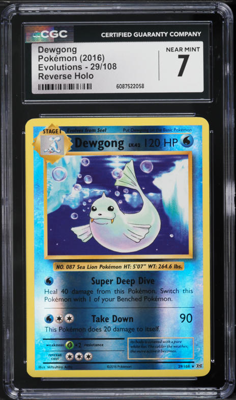 2016 Pokemon XY Evolutions Reverse Holo Dewgong #29 CGC 7 NRMT