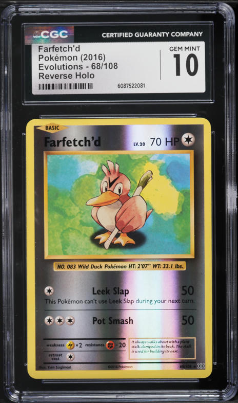 2016 Pokemon XY Evolutions Reverse Holo Farfetch'd #68 CGC 10 GEM MINT
