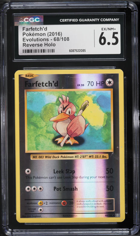 2016 Pokemon XY Evolutions Reverse Holo Farfetch'd #68 CGC 6.5 EXMT+