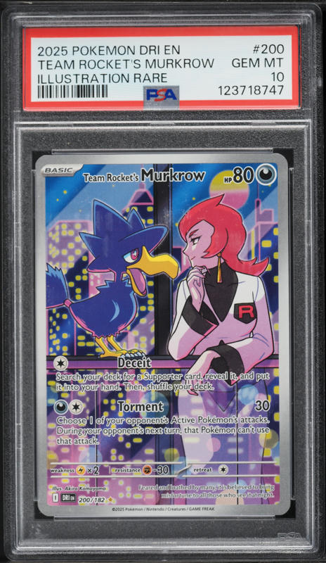 2025 Pokemon Scarlet & Violet Destined Rivals IR Team Rocket's Murkrow #200 PSA 10 GEM MINT