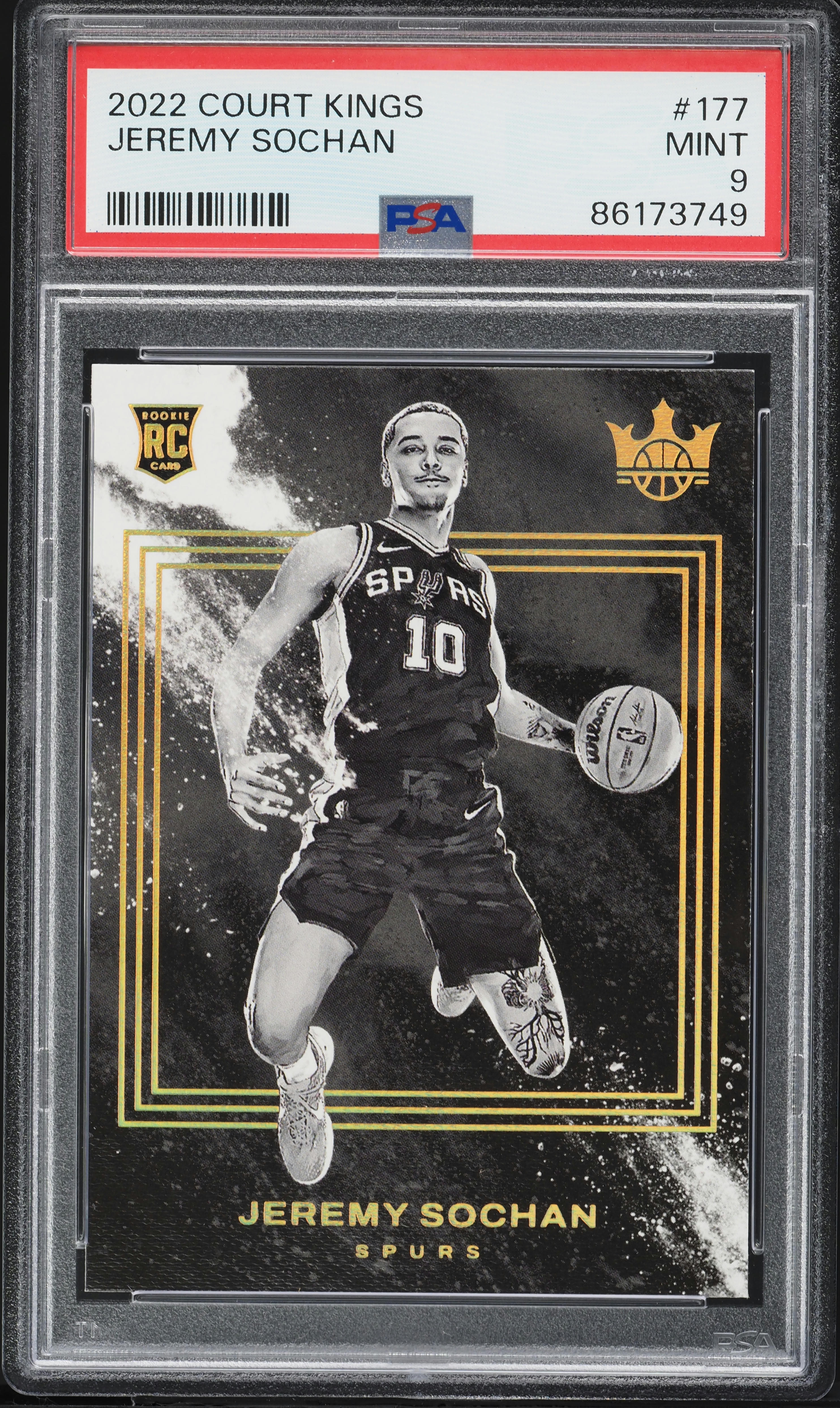 2022 Panini Court Kings Jeremy Sochan ROOKIE #177 PSA 9 MINT on