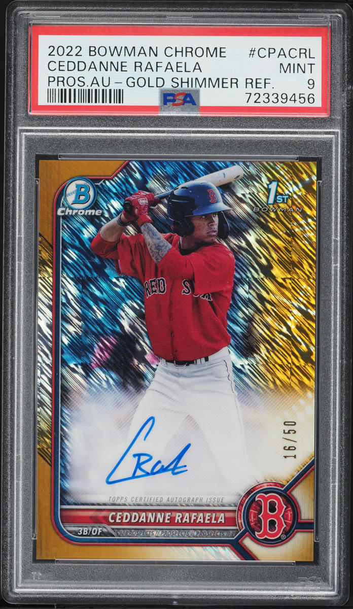 2022 Bowman Chrome Prospect Gold Shimmer Ref Ceddanne Rafaela AUTO /50 #CPACRL PSA 9 MINT