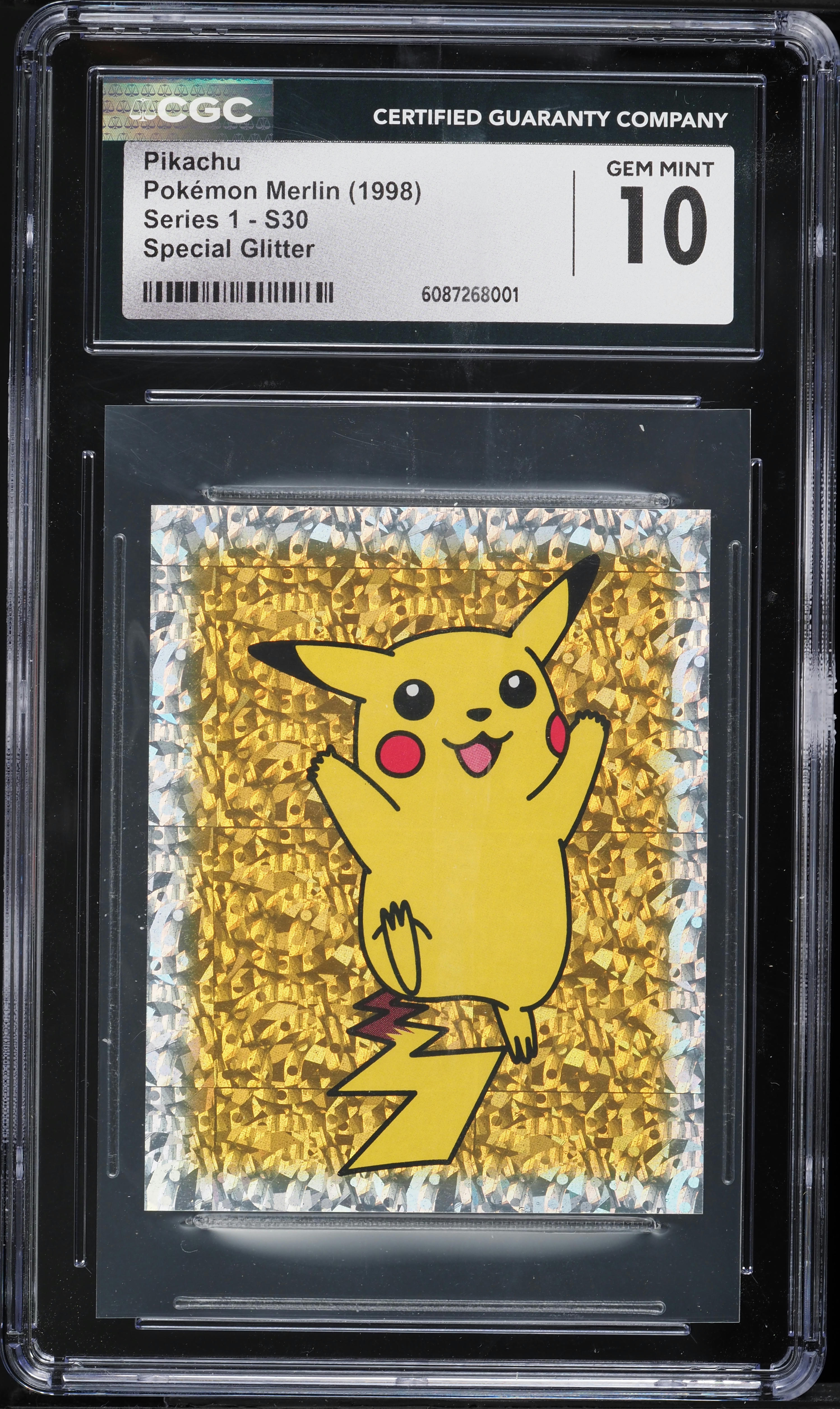 1998 Pokemon Merlin Stickers Series 1 Special Glitter Pikachu #S30