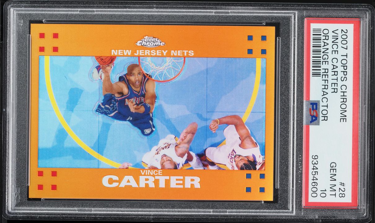 2007 Topps Chrome Orange Refractor Vince Carter /199 #28 PSA 10 GEM MINT